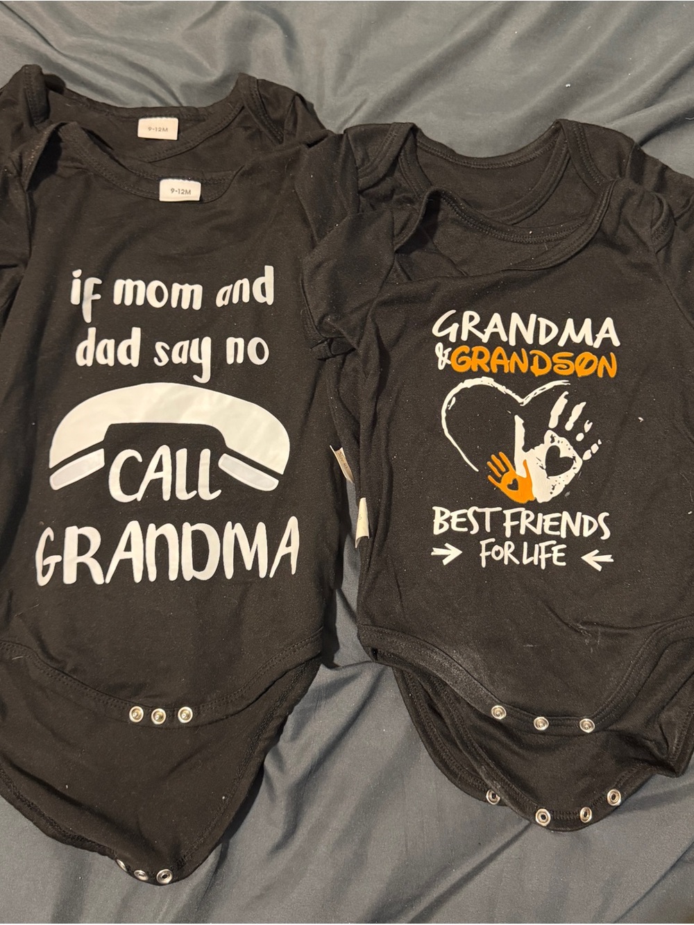 4 pack Grandma & Grandson Black Graphic Baby One-Piece Bodysuit